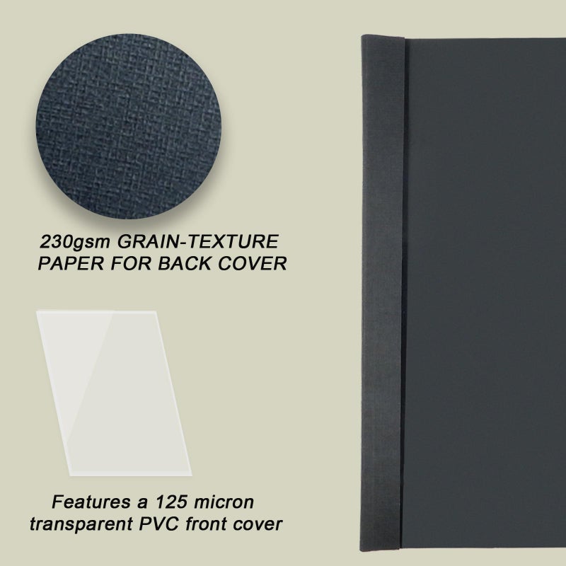 RAYSON TBC2-25-BK Thermal Binding Covers, 1/16 Inch, Black, Letter Size Holds 15 Sheets, 25 Pack - Image 4